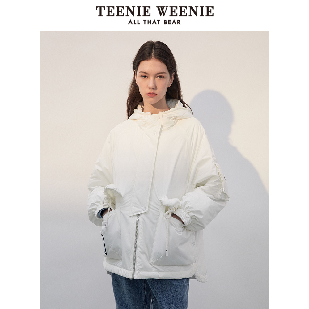 TeenieWeenie小熊奥莱连帽轻薄薄款棉服外套宽松韩版抗菌科技女秋