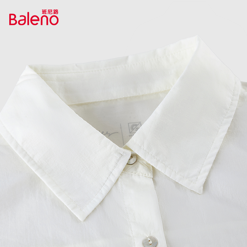 班尼路翻领防晒长袖衬衫女年夏款日系简约高级感百搭休闲上衣外套