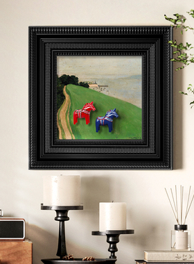 中古风法式复古摆件小马绿色立体