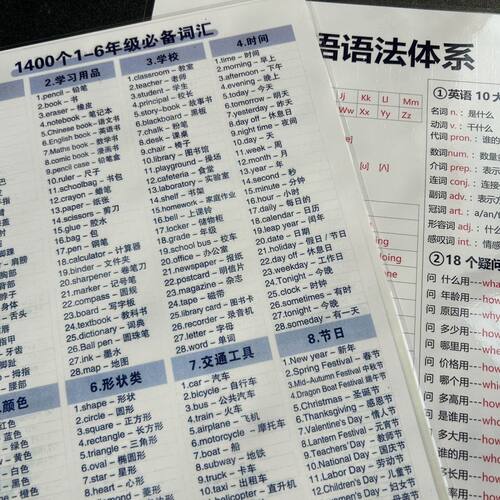 小学生英语1400个单词高清覆膜防水词汇大全速记卡片随身天天学习 - 图3