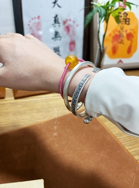 大只不闲银镯999足银复古