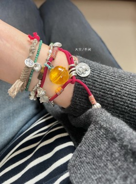 手绳平安喜乐手绳足银原创