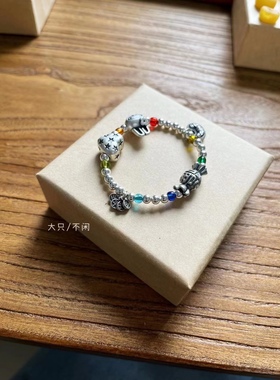 不闲原创手作999纯银兔子手链