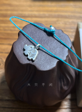 不闲原创手作 猫咪小鱼纹身细手绳 男女同款手链纯银配件精致百搭