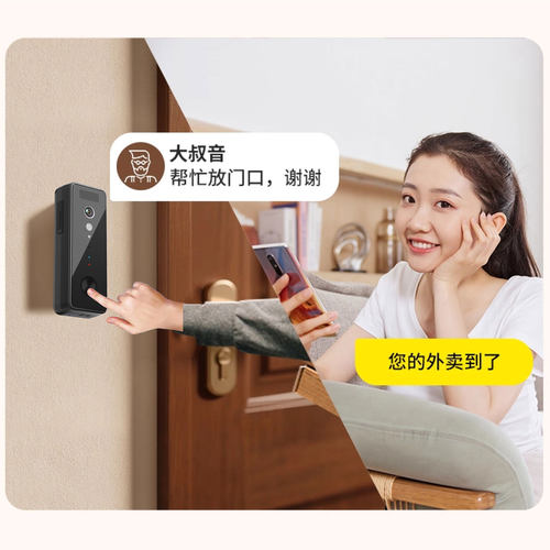 5G无线WiFi可视门铃呼叫器家门口监控摄像头防水别墅红外夜视tuya涂鸦智能手机远程免打孔免插电猫眼大广角 - 图1