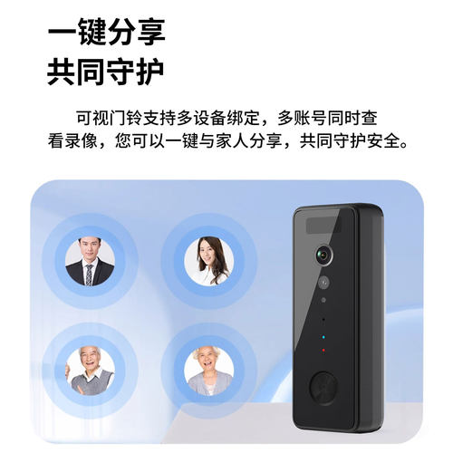 5G无线WiFi可视门铃呼叫器家门口监控摄像头防水别墅红外夜视tuya涂鸦智能手机远程免打孔免插电猫眼大广角 - 图2