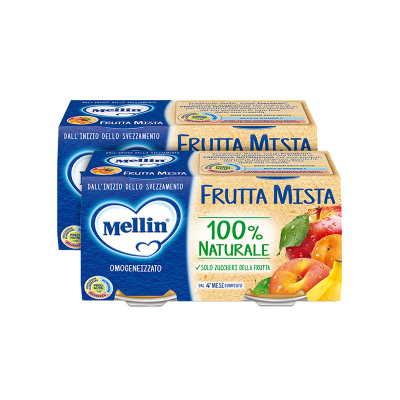 mellin铭帆海外专卖店Mellin美林混合水果泥进口婴儿佐餐泥果汁泥宝宝营养辅食100g*4罐0