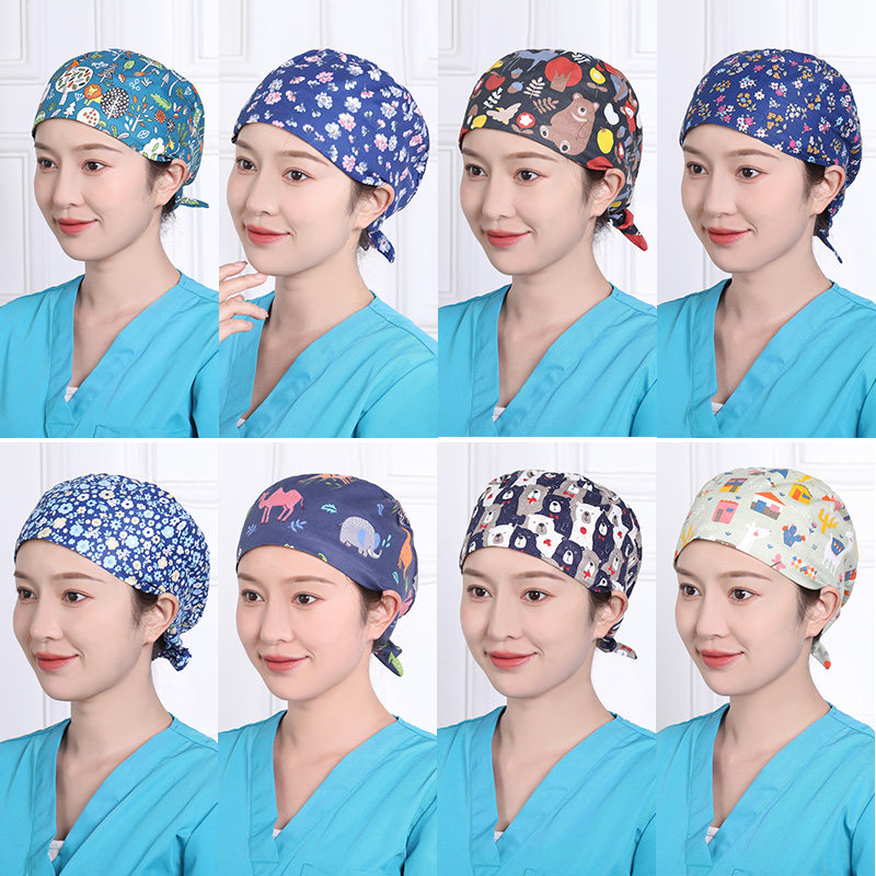 手术室帽子女纯棉护士帽月子化疗包头帽牙科口腔诊所医生工作帽女