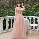 Розовое платье подружки невесты, осеннее бархатное вечернее платье, зимняя длинная юбка, коллекция 2022