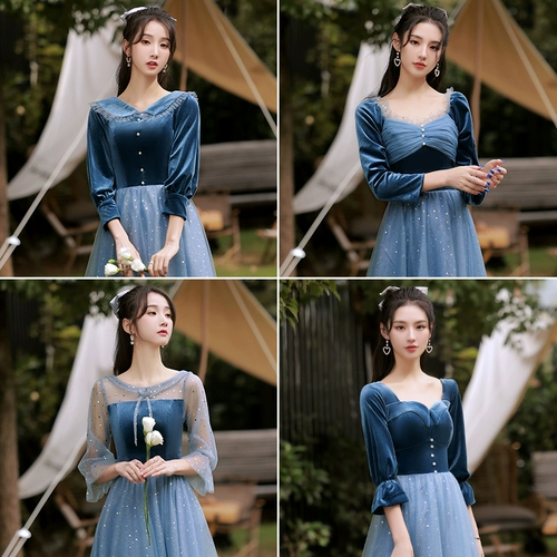 Бархатное весеннее платье подружки невесты, звездное небо, вечернее платье, юбка