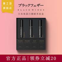 Black Plume Keratin Teething Mascara with eyelash cover box inverted mascara and hot and cold glue