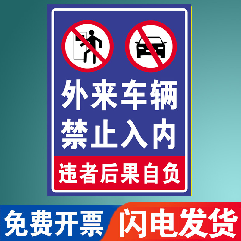 外来车辆禁止入内指示牌此处通道禁止停车门前请勿堵塞占用停车标牌店面门前消防通道严禁停车警示牌标识牌 - 图0