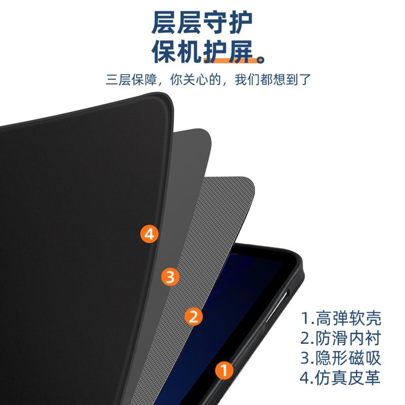 gomi适用小米平板6spro保护套小米6保护壳轻薄xiaomi6max外壳PAD电脑六代2023电脑皮套5g配件por纯色素皮简约-图3