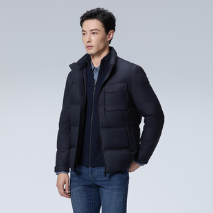 DIDIBOY鹅绒商务立领短款藏青色男羽绒服