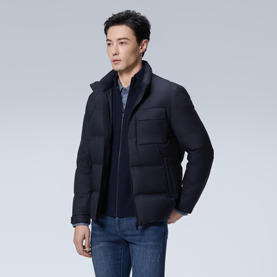 【鹅绒】DIDIBOY2025年冬季新款商务立领短款藏青色保暖羽绒服男