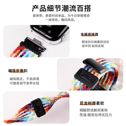 适用于华为fit4表带编织fit4pro表带磁吸扣手环华为fit3智能手表腕表尼龙秋冬专用nfc男女高级感流行新款腕带 - 图2