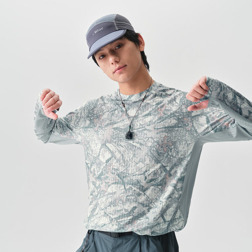 蓝岐青蛙迷彩印花抗菌凉感T恤COOLMAX户外徒步溯溪吸湿速干长袖男 - 图1