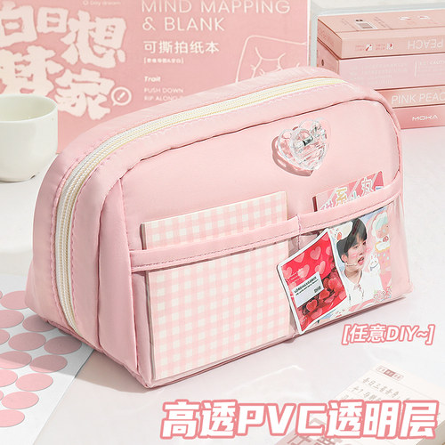 春日樱花~笔袋高颜值ins风文具盒女孩款2026年超火儿童铅笔盒2025小学生初中生高中大容量简约透明小众不撞款 - 图2
