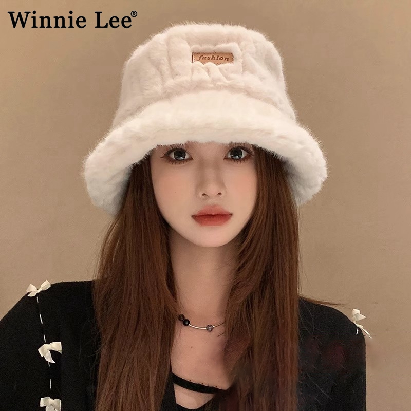 Winnie Lee日本设计师联名款秋冬渔夫帽保暖毛绒帽子护耳水桶盆帽 - 图1