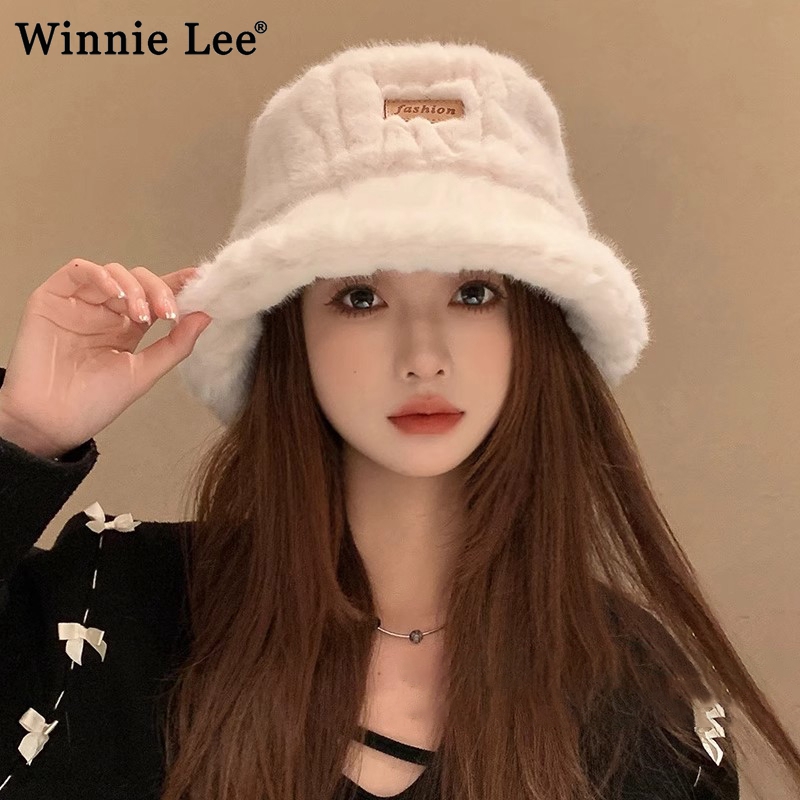 Winnie Lee日本设计师联名款秋冬渔夫帽保暖毛绒帽子护耳水桶盆帽 - 图0