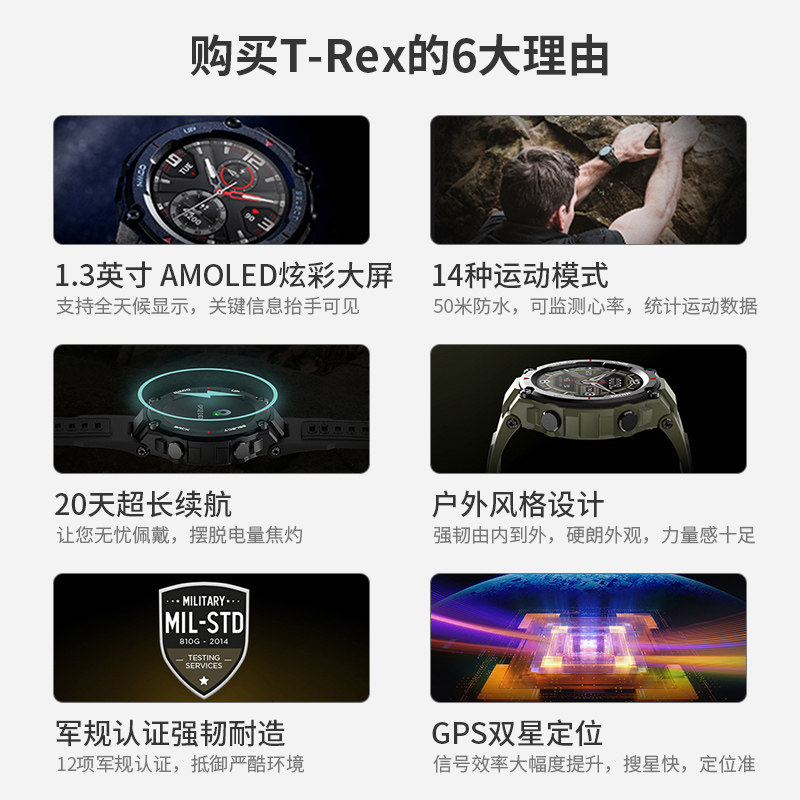 amazfit手表t-rex心率多功能华米 陆零壹智能设备智能手表