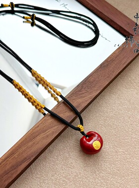 金店同款珐琅彩红色小金坨胖福吊坠 新中式国风胖福袋挂坠毛衣链