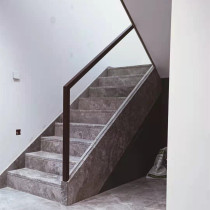 Grey Marble Stair Tread with super white glass guard rail Nanjing Villa Stairs Customized