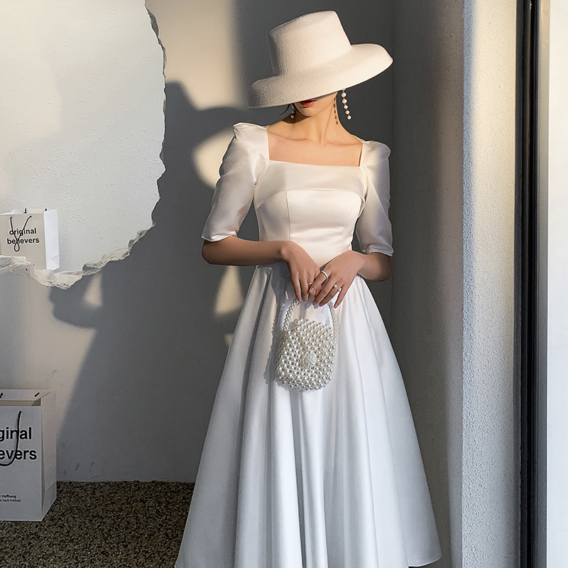 白色小裙轻奢小众高端女气质晚礼服 绎冉礼服/晚装