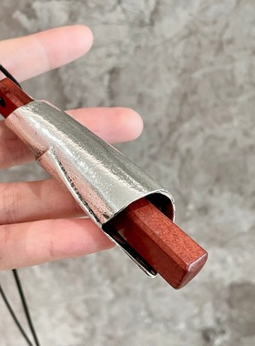 小众简约卷轴黑檀木皮绳长项链女款高级轻奢复古可调节毛衣链08