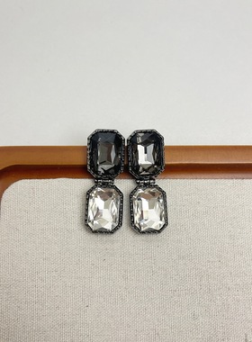 小众设计中古方形水晶吊坠项圈法式复古chocker颈链62