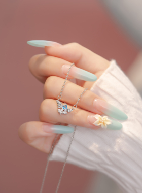 Jusong Klein 钛钢项链 春日蝴蝶系列蓝色蝴蝶项链女轻奢锁骨链