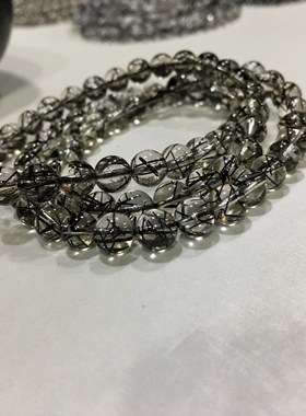 天然黑发晶佛珠手链男女款式水晶