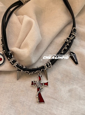 缠绕亚文化铆钉多层暗黑项链