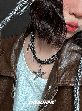 CHEALIMPID/.铆钉星星choker项链朋克y2k辣妹小众设计锁骨链颈链