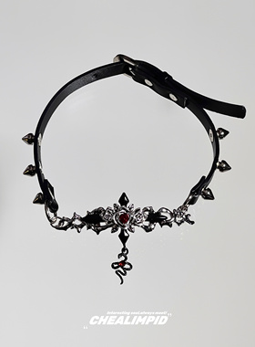 十字架克罗铆钉蛇形红宝石项圈颈链甜酷y2k辣妹女小众choker项链