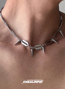 铆钉刀片金属设计项链钛钢男女