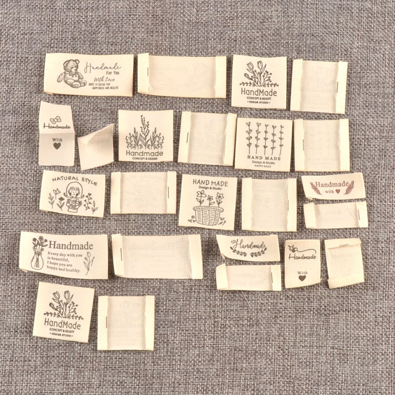 米色标签衣服服装领标手工制作折边布标DIY布贴服饰标签50个,淘宝优惠券,粉丝福利购,淘宝优惠卷