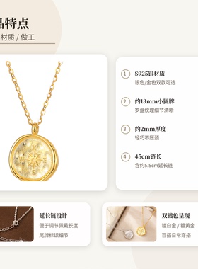 S925银八芒星指南针锁骨链女