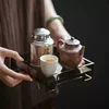 Acrylic pot holder, simple square tea set, tea cup storage rack, versatile frosted small tea tray, dry brewing table tea holder
