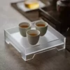 Acrylic pot holder, simple square tea set, tea cup storage rack, versatile frosted small tea tray, dry brewing table tea holder