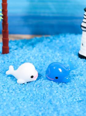 蓝色小海豚海豚公仔苔藓微景观摆件树脂工艺品摆件ZAKKA货摆件