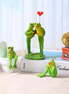 跨境新款抽象搞怪青蛙树脂摆件家居儿童房桌面装饰工艺品创意礼物