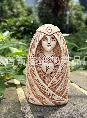 北欧维京神仿木制雕像 维京人祭坛神雕塑家居装饰品 适用于户外花