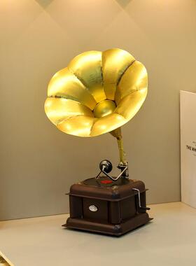 欧式复古留声机摆件怀旧仿古老式留声机橱窗艺术工艺品家居装饰品