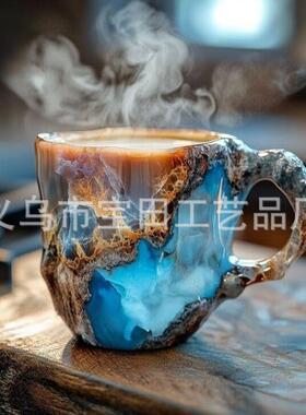 跨境Mineral Crystal Coffee Mugs仿矿物水晶咖啡树脂水晶杯子