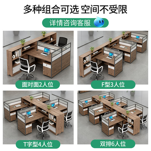 办公桌椅组合员工6人位办公桌子办公室简约现代财务隔断办公桌 - 图1