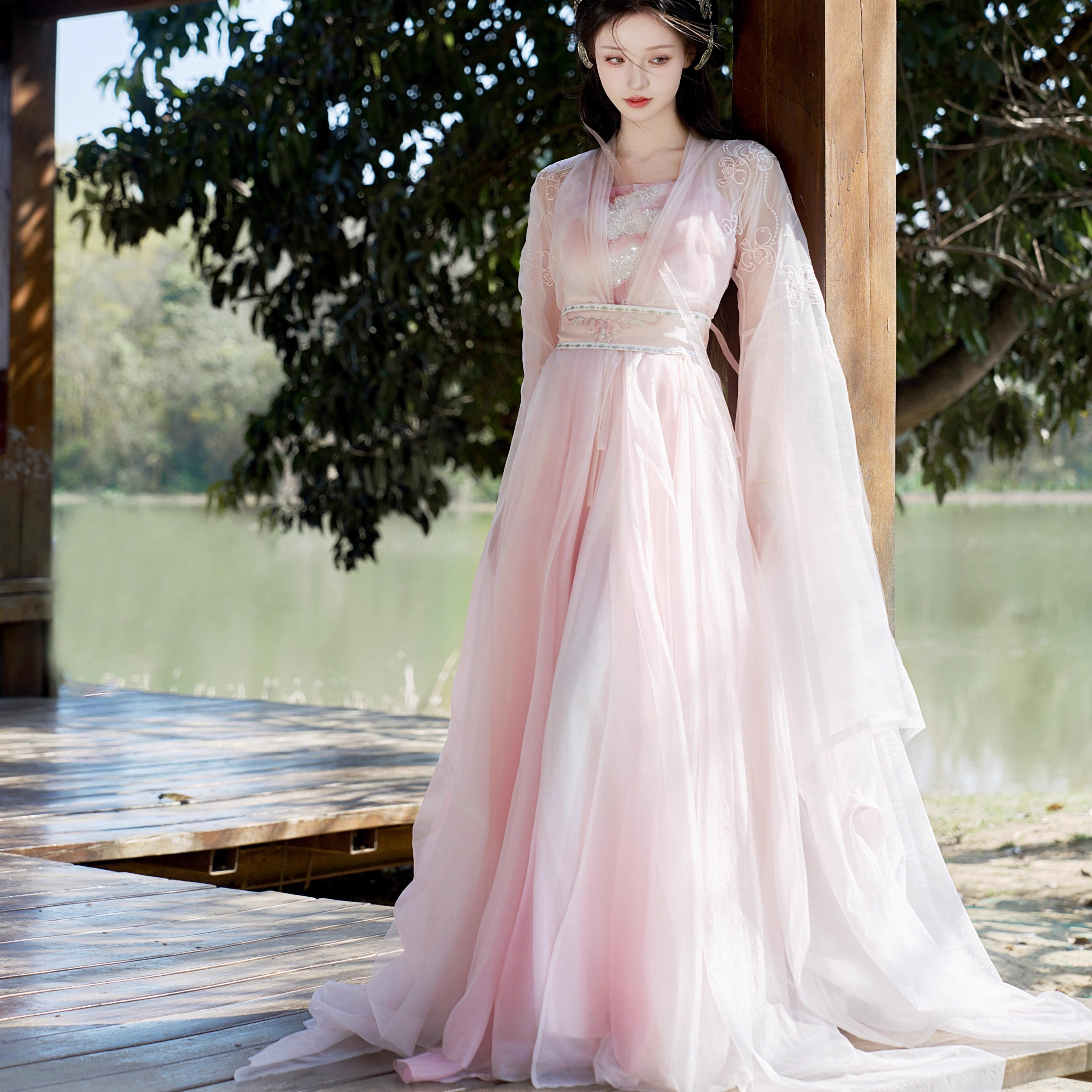 汉服女唐制诃子裙重工刺绣大袖衫清冷风交领古装超仙飘逸影视套装,淘宝优惠券,粉丝福利购,淘宝优惠卷