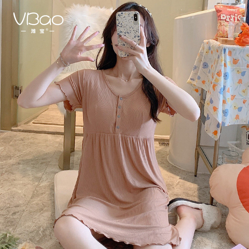 哺乳睡裙夏季月子服7月份8连衣裙 潍宝家居裙