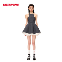(SHUSHUTONG) Design sense Fashion style Chest Fluffy Skirt dress with dress Two sets A dress lady