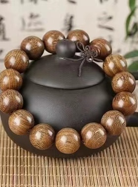 正宗金丝檀手串沉水老料檀香木乌木质佛珠念珠单圈文玩盘玩手链男